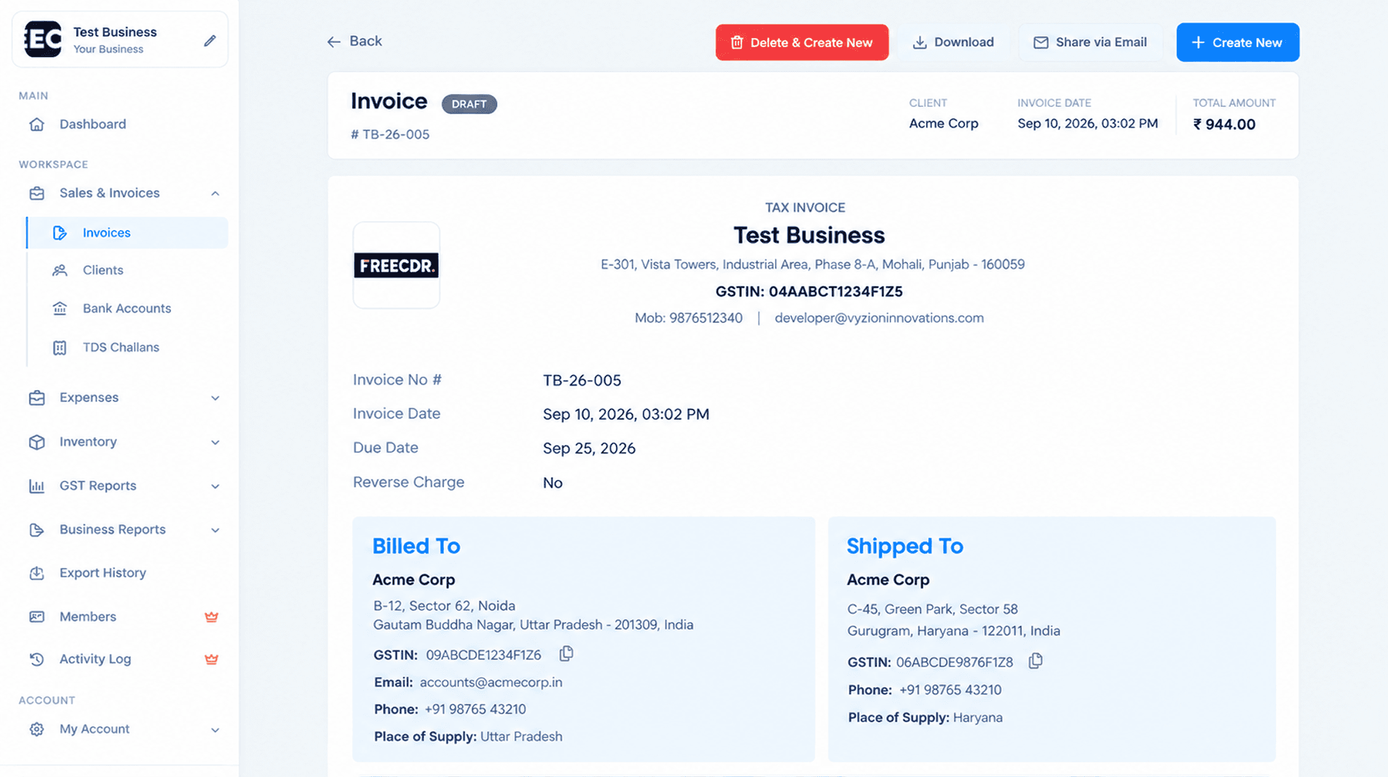 FinFolders dashboard