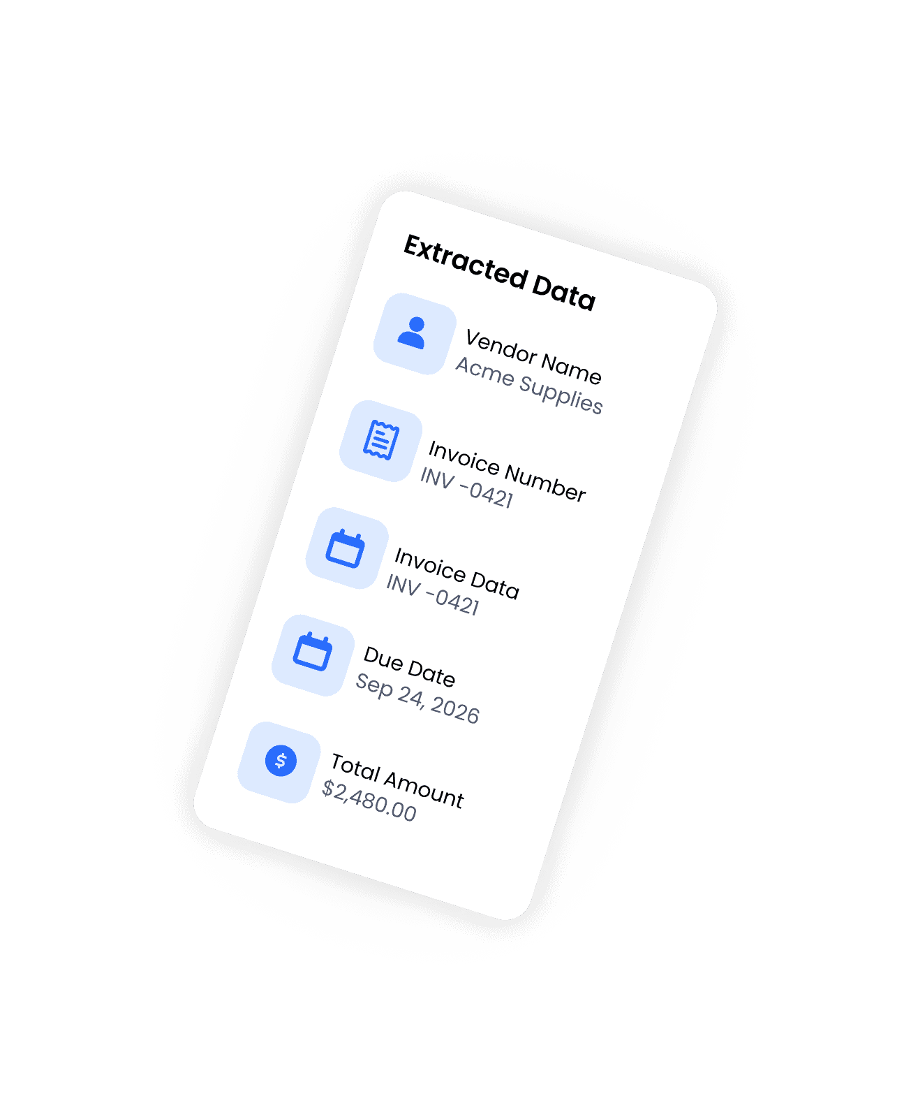 Extracted bill data on mobile
